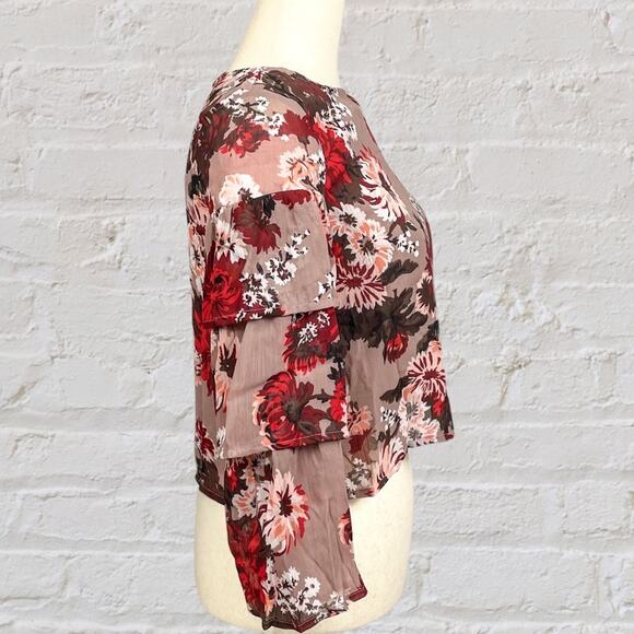 Crazy 8 Vintage Floral Blouse Girls L / Women XS Cottagecore Ruffle Fall Top - Picture 3 of 9